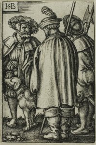 Tre soldati e un cane da Hans Sebald Beham