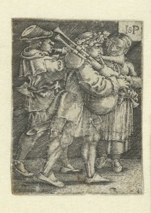 Due musicisti e una ragazza da Hans Sebald Beham