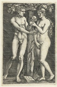 Tentazione di Adamo ed Eva nel paradiso da Hans Sebald Beham