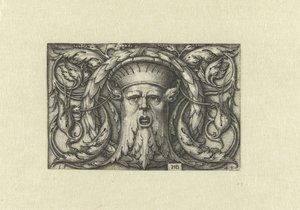 Decorazione piatta. Maschera con una corona da Hans Sebald Beham