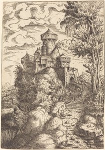 Paesaggio con una fortezza e una grande scalinata, 1554