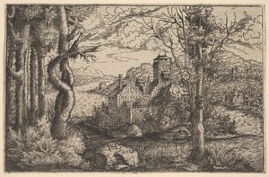 Veduta su un Fiume, con un Castello su un