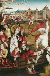 Martirio di Santa Orsola e delle sue compagne (fronte); Metà inferiore di una figura sacra (retro) da Hans Siebenbürger
