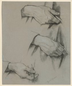 Tre mani destre in diverse posizioni da Hans Thoma