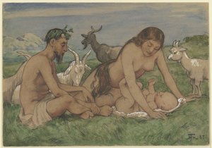 La famiglia dei fauni da Hans Thoma