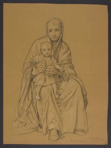 Maria con Gesù in grembo da Hans Thoma