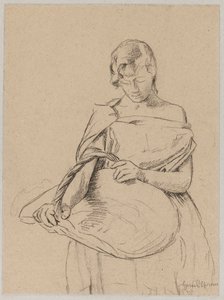 Giovane donna con un cesto da Hans Thoma
