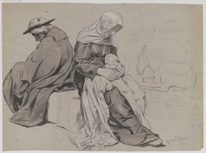 Riposo della Sacra Famiglia durante la fuga in Egitto da Hans Thoma