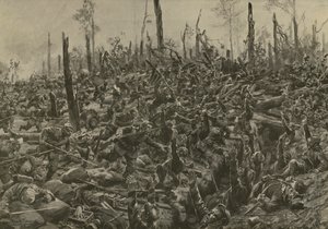 Attacco tedesco ai blockhaus e alle trincee francesi nel Bois-le-Pretre dopo il bombardamento di artiglieria del 5 luglio 1915 da Hans W. (after) Schmidt