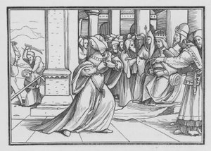 Atalia, spingendosi nel tempio, viene catturata e uccisa, 2 Re XI, 14 da Hans after Holbein the Younger