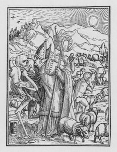 La danza della morte di Holbein: Il vescovo da Hans after Holbein the Younger