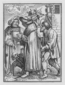 La danza della morte di Holbein: Il magistrato da Hans after Holbein the Younger