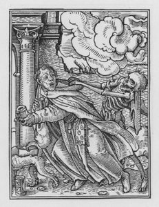 La danza della morte di Holbein: Il frate mendicante da Hans after Holbein the Younger