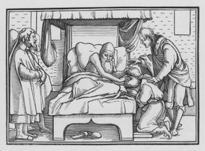 Giacobbe Benedice Giuseppe e i Suoi Due Figli, Genesi XLVIII, 14 da Hans after Holbein the Younger