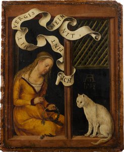 Una ragazza fa una corona da Hans von Kulmbach
