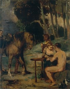 Scena serale nel bosco