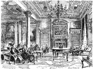 La sala dei membri, clubhouse RAC, Pall Mall, Londra, 1946 da Hanslip Fletcher