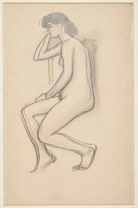 Modello femminile seduto, visto di lato