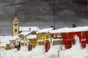 Strada a Røros in inverno