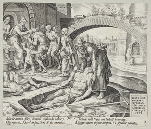Beati i misericordiosi. Tobia seppellisce i morti, veste i nudi e nutre gli affamati da Harmen Jansz. Muller