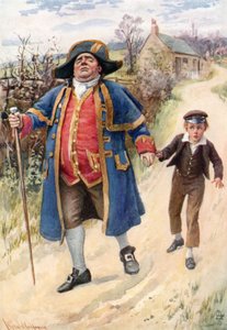 Mr. Bumble e Oliver Twist (litografia a colori)