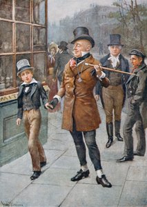 Mr Micawber conduce David a casa, illustrazione da 