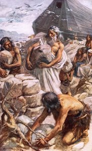 Noè che costruisce il suo altare da Harold Copping