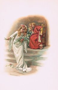 Ofelia con il re e la regina (illustrazione da Amleto) da Harold Copping