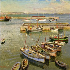 Barche, Porto di Newlyn da Harold Harvey