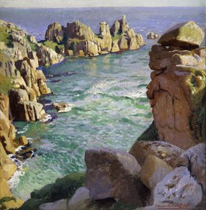 Logans Rock, Spiaggia di Porthcurno, Cornovaglia da Harold Harvey
