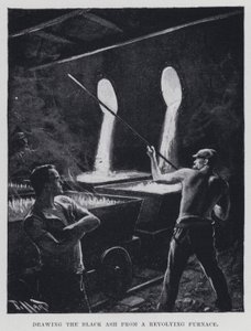 Estrazione della cenere nera da un forno rotante da Harold Hume Piffard