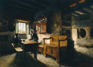 Interno della fattoria Bretagna (olio) da Harriet Backer