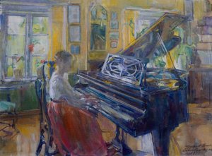 Musica, interno dalla canonica di Loiten da Harriet Backer