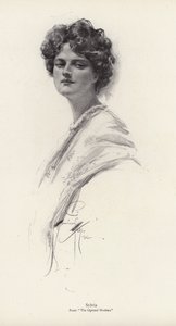 Un personaggio, Sylvia, dal romanzo The Opened Shutters di Clara Louise Burnham da Harrison Fisher