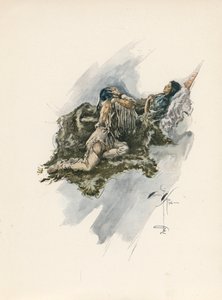 La canzone di Hiawatha di Longfellow (litografia a colori)