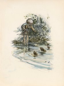 La canzone di Hiawatha di Longfellow (litografia a colori)
