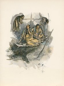La canzone di Hiawatha di Longfellow (litografia a colori) da Harrison Fisher