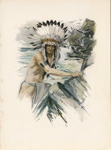La canzone di Hiawatha di Longfellow (litografia a colori)
