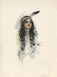 La canzone di Hiawatha di Longfellow (litografia a colori)