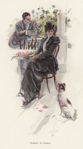 Uomo in attesa di una risposta da una giovane donna da Harrison Fisher