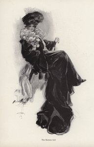 Ritratto di una giovane donna in un lungo cappotto e abito da Harrison Fisher