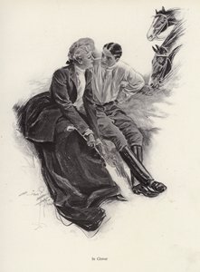 Coppia romantica che fa una pausa durante una cavalcata da Harrison Fisher