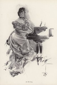 Donna che suona una canzone al pianoforte
