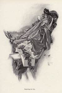 Donna che riceve un mazzo di fiori da un ammiratore da Harrison Fisher