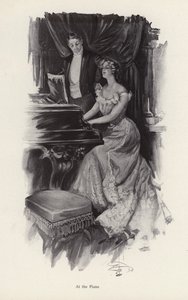 Donna che canta al pianoforte da Harrison Fisher