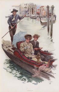 Giovane donna americana che fa un giro in gondola, Venezia