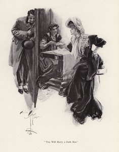 Giovane donna che si fa leggere il futuro da una zingara da Harrison Fisher