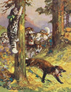 Le favole di Esopo: Il gatto e la volpe (litografia a colori) da Harry (1878 1950) Rountree