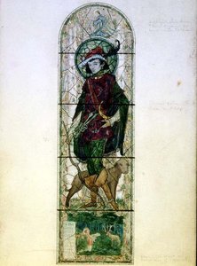 Progetto per una finestra singola con la figura di San Uberto