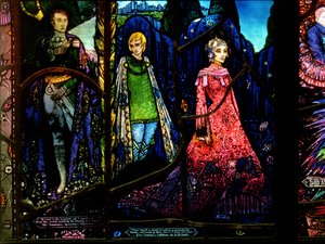 Dettaglio dalla Finestra di Ginevra che mostra The Dreamers di Lennox Robinson e Countess Cathleen di W.B. Yeats